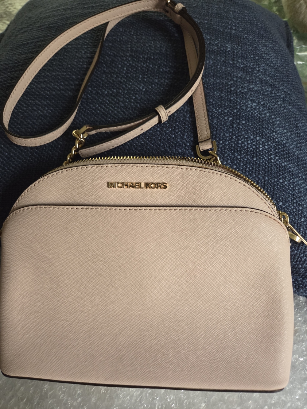 Michael Kors Pale Pink Saffiano Dome Crossbody Bag
